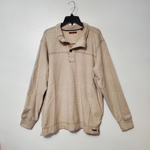 Mens XL Thermal Sherpa Pull Over Jacket Sweater Cream Front Button Up Jeremiah - Picture 2 of 12